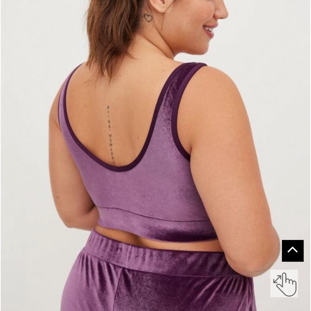 Torrid Lightly Lined Velour Scoop Bralette & High-Rise Shortie Panty - Picture 4 of 7